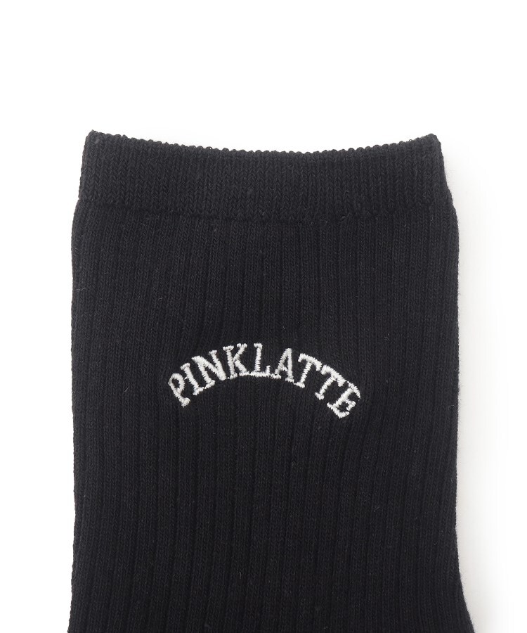 ピンク ラテ(PINK-latte)のワンポイントロゴ刺繍 15cmリブハイソックス5