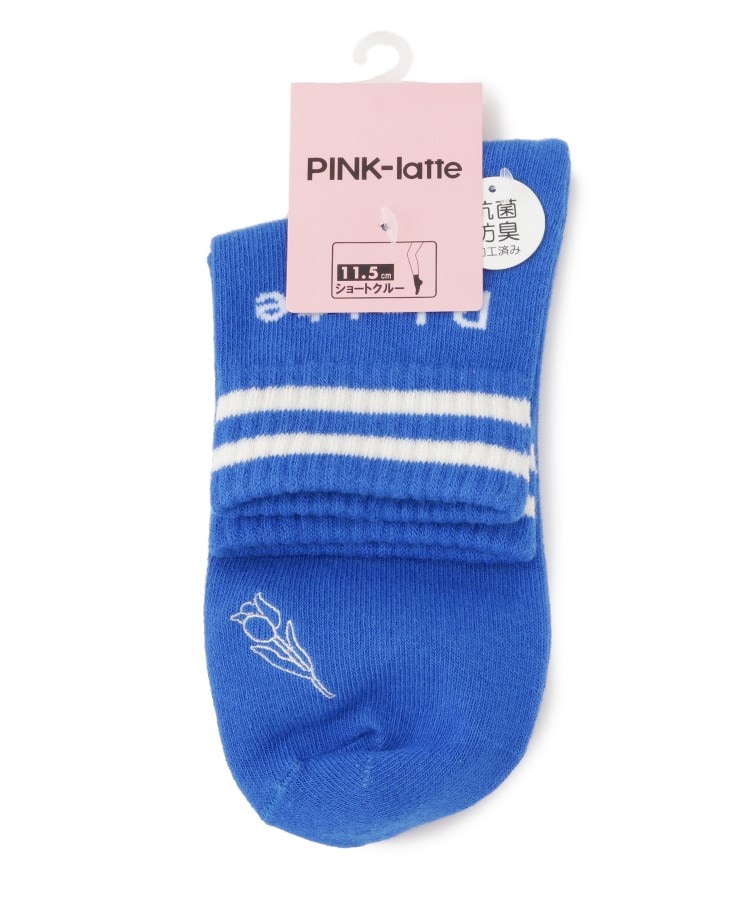 ピンク ラテ(PINK-latte)の英字ロゴ刺繍ショート ネイビー(093)