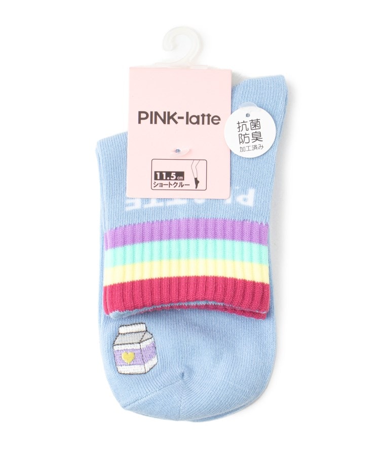 ピンク ラテ(PINK-latte)のロゴ入りショート丈ソックス ライトパープル(081)