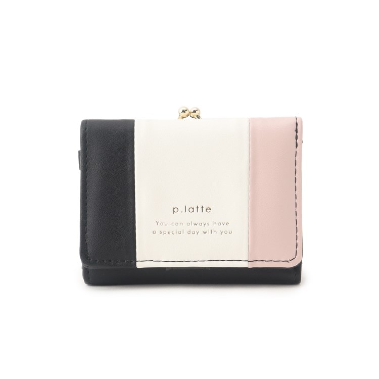 ピンク ラテ(PINK-latte)の配色切替がま口コンパクト財布 財布