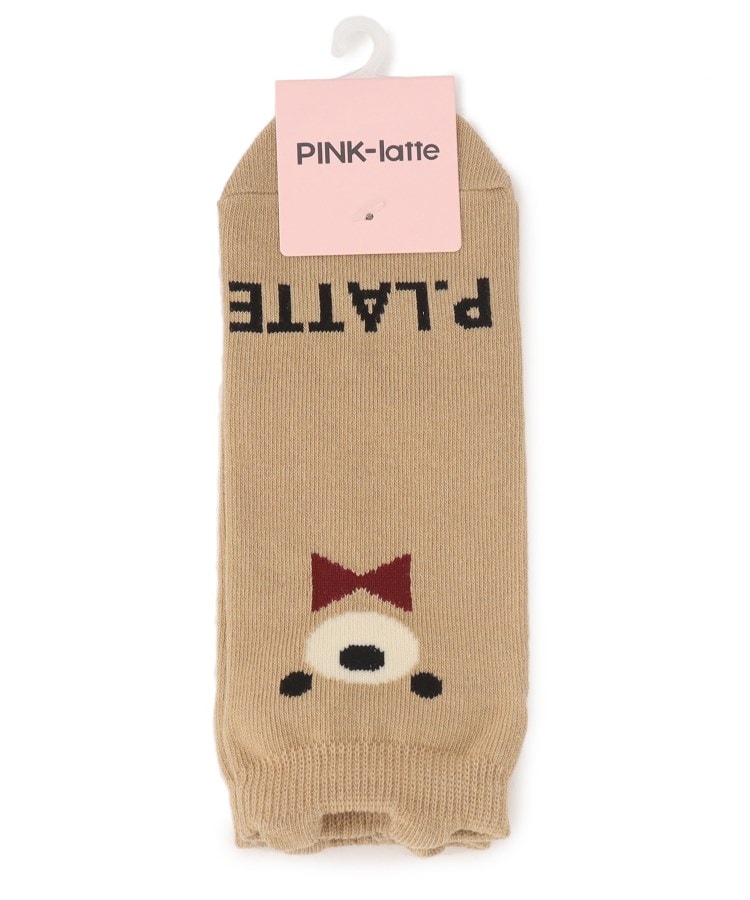 ピンク ラテ(PINK-latte)の耳付きアニマルくるぶし丈ソックス クマ/ベージュ(052)
