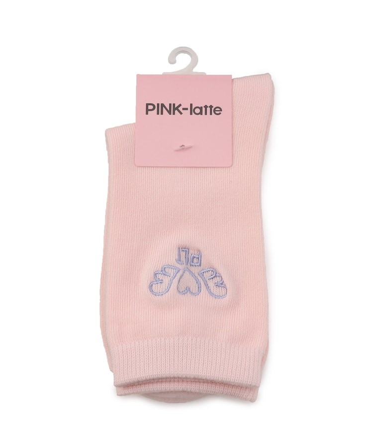 ピンク ラテ(PINK-latte)の刺繍入りカラーショート丈ソックス1