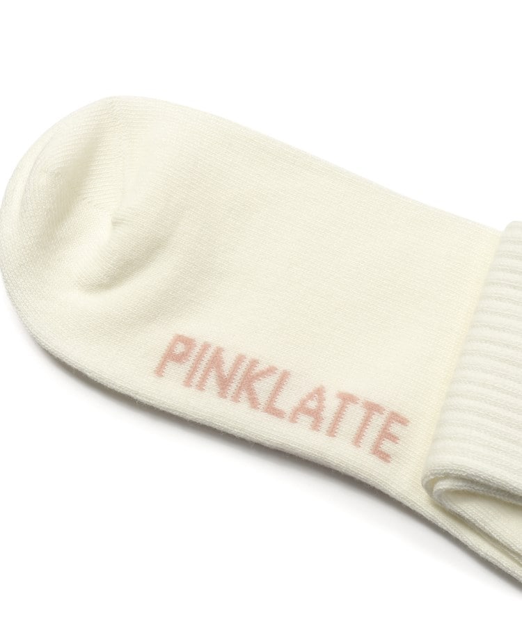 ピンク ラテ(PINK-latte)の配色3本ロゴショート丈ソックス7