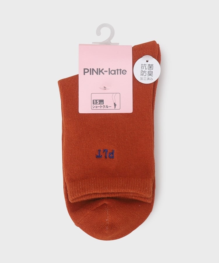ピンク ラテ(PINK-latte)の15cm リブロゴショート丈ソックス8
