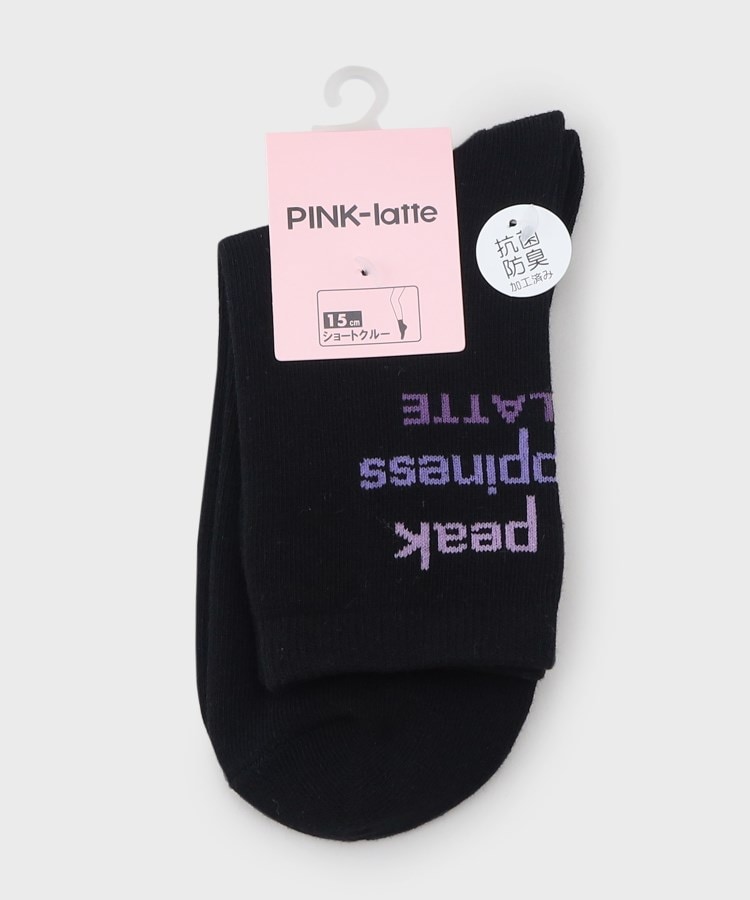 PINK-latte(ピンク ラテ) 英字柄ショート丈ソックス