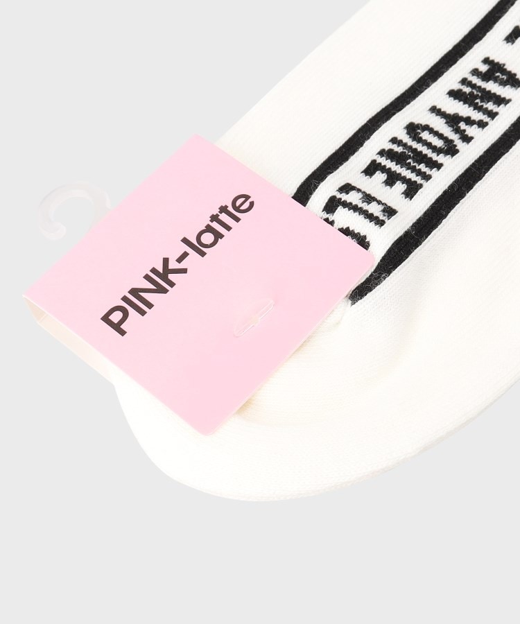 ピンク ラテ(PINK-latte)の縦ラインメッセージショート丈ソックス4