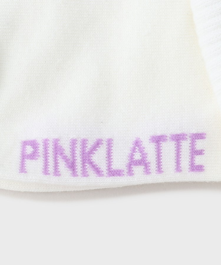 ピンク ラテ(PINK-latte)のラインロゴ入りショート丈ソックス5