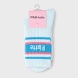 ピンク ラテ(PINK-latte)のラインロゴ入りショート丈ソックス サックスブルー(090)