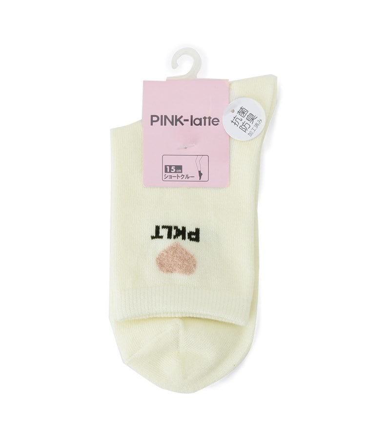 ピンク ラテ(PINK-latte)の【15cm丈】シャギーハート柄ショートソックス ホワイト(001)