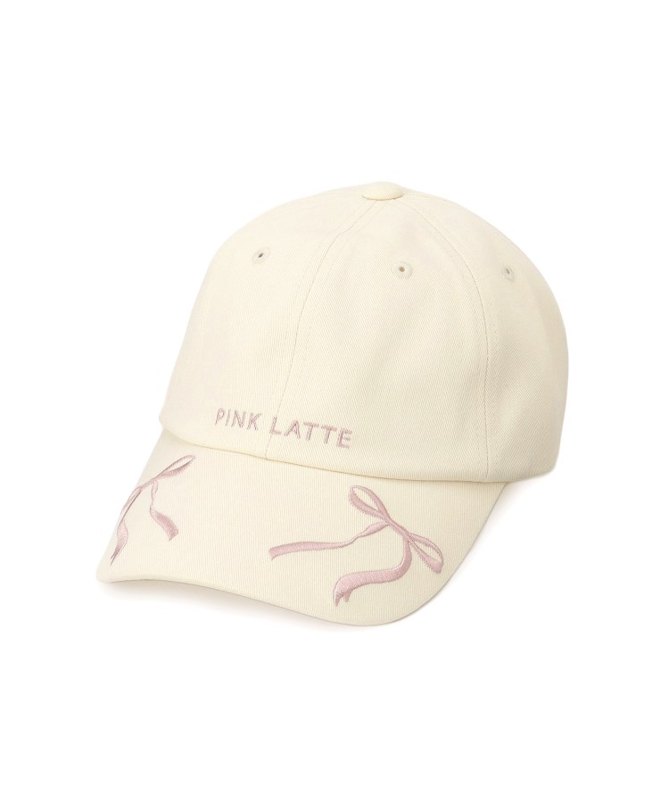 ピンク ラテ(PINK-latte)のリボン刺繍キャップ1