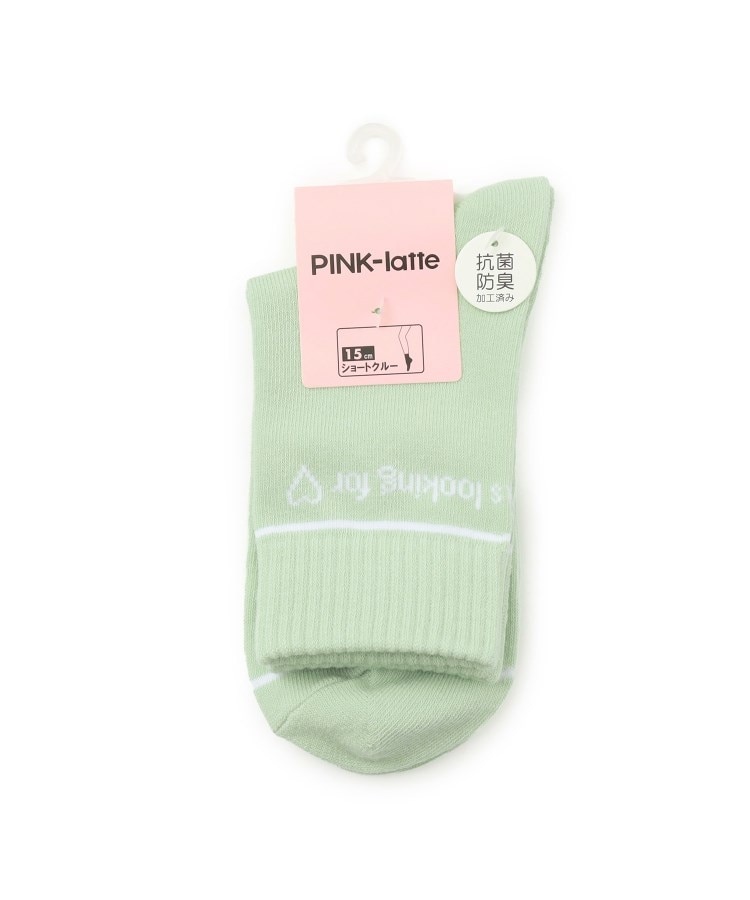 ピンク ラテ(PINK-latte)の【15cm丈】ピンボーダーショートソックス2