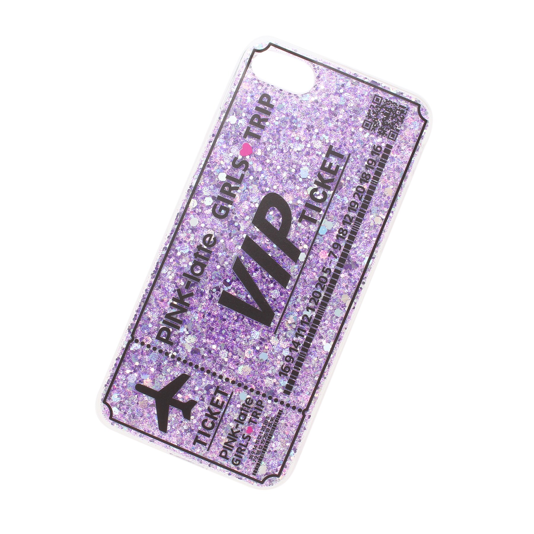 ピンク ラテ(PINK-latte)のチケットラメiPhoneケース ライトパープル(081)