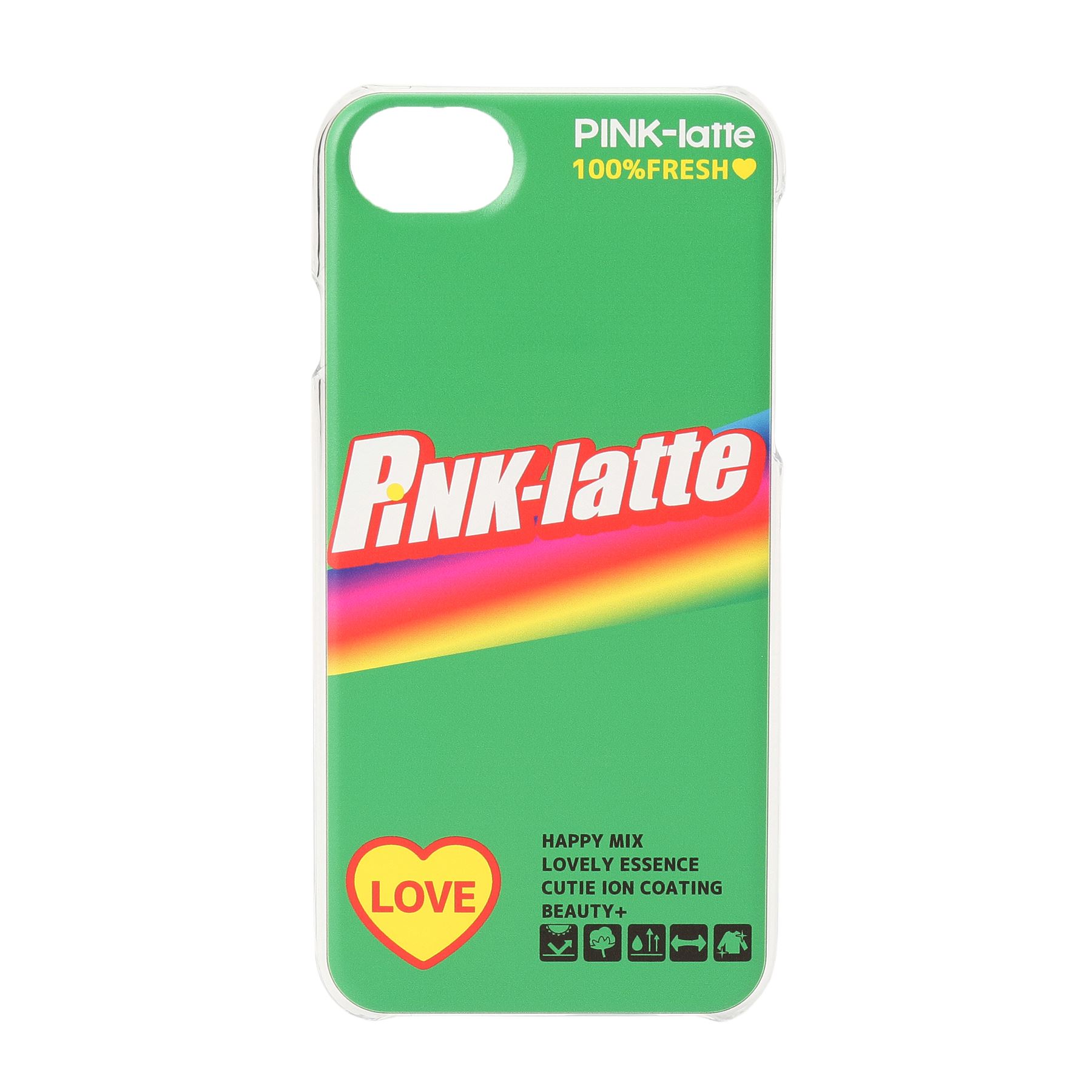 ピンク ラテ(PINK-latte)のiPhone8/7/6s/6 ロゴクリアスマホケース グリーン(022)