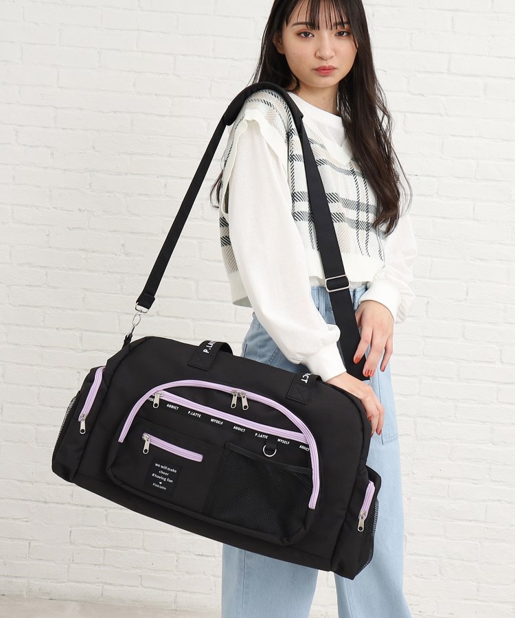 ピンク ラテ(PINK-latte)の【容量約45L】累計10000個販売！大人気につき再入荷♪マルチポケットトラベルボストン ブラック(019)