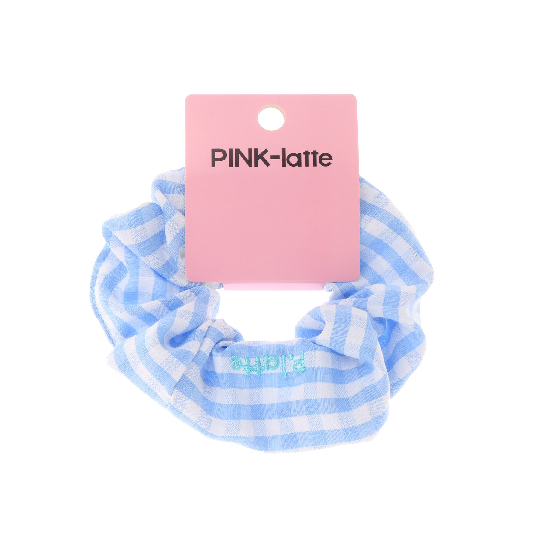ピンク ラテ(PINK-latte)のギンガムシュシュ ライトブルー(291)