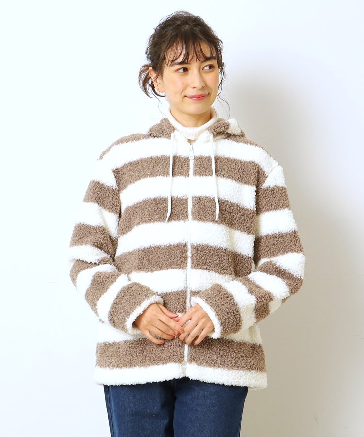 シューラルー/ライフグッズ(SHOO・LA・RUE /LIFE GOODS)のふわもこフルジップパーカ（ボーダー）9