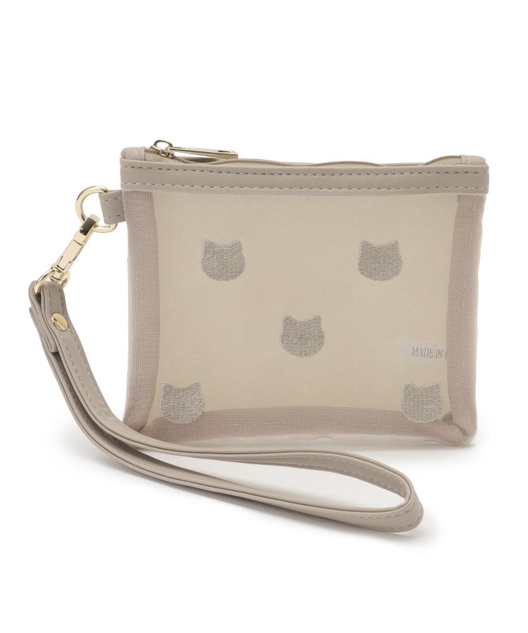 シューラルー/ライフグッズ(SHOO・LA・RUE /LIFE GOODS)のフラットミニポーチ ネコ グレージュ(050)