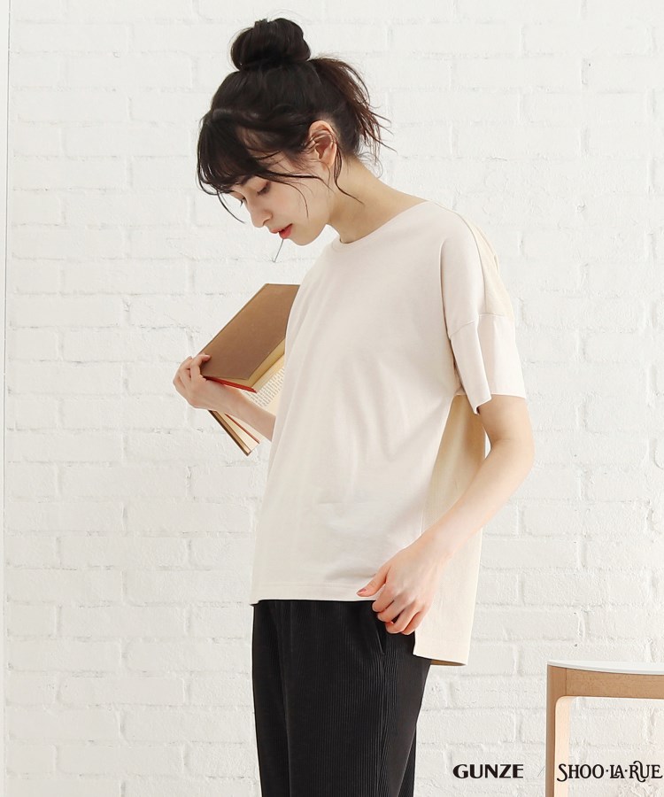 シューラルー/ライフグッズ(SHOO・LA・RUE /LIFE GOODS)の【GUNZE】睡眠専用Tシャツ「寝るT」sweet　label（半袖） アイボリー(004)