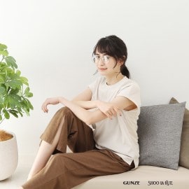 シューラルー/ライフグッズ(SHOO・LA・RUE /LIFE GOODS)の【GUNZE】睡眠専用Tシャツ「寝るT」sweet label(フレンチスリーブ）