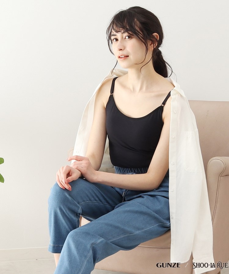GUNZE】カップ付きキャミ(綿混ベア天)(スリップ・キャミソール GUNZE】カップ付きキャミ(綿混ベア天)(スリップ・キャミソール