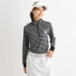 アダバット(レディース)(adabat(Ladies))のボーダーデザイン ハーフジップ長袖プルオーバー チャコールグレー(314)