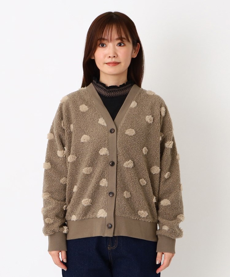 ルコリ(le colis)の【洗える】ボアドット Vネックカーディガン1
