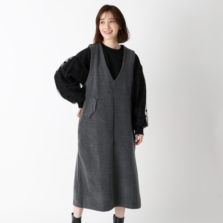 ルコリ(le colis)のウールタッチVネックワンピ ミドルワンピース