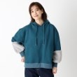 ルコリ(le colis)の裏毛裏起毛切替パーカー サックスブルー(090)