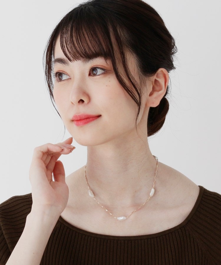 K10バロック淡水パール ステーション ネックレス(ネックレス K10バロック淡水パール ステーション ネックレス(ネックレス