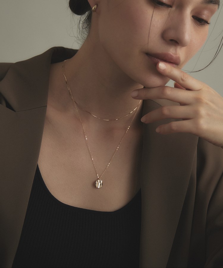 K10ウエーブプレート ラウンド ネックレス(ネックレス K10ウエーブプレート ラウンド ネックレス(ネックレス