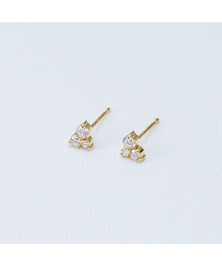 K10ダイヤモンド ボールチェーン スタッドピアス（ピアス