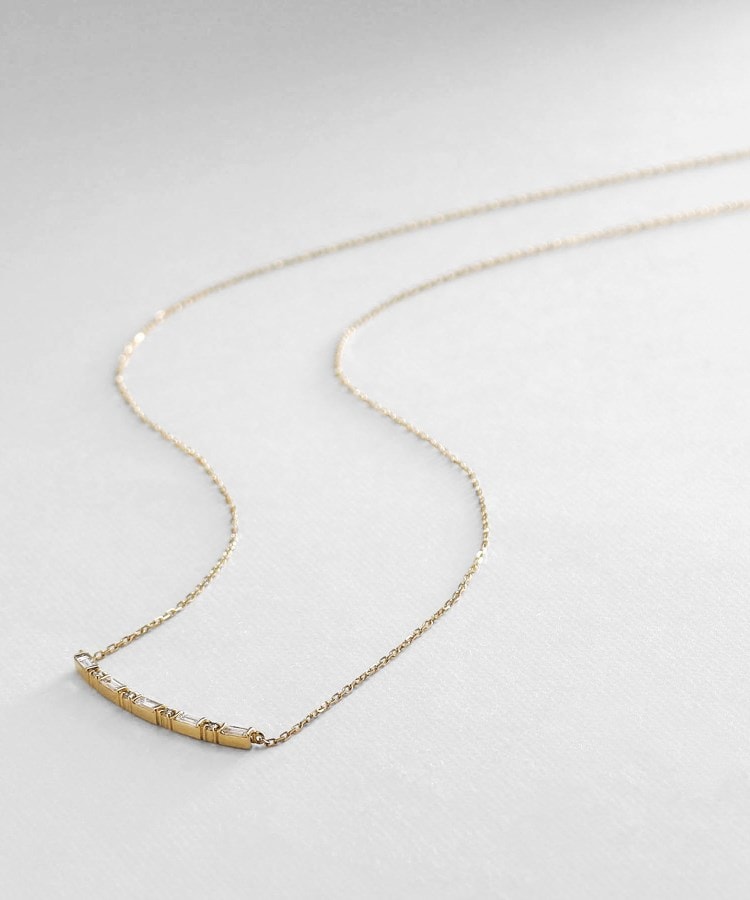 K18ダイヤモンド バゲットカット アーチネックレス(ネックレス K18ダイヤモンド バゲットカット アーチネックレス(ネックレス
