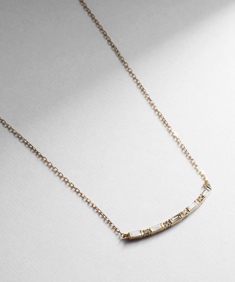 K18ダイヤモンド バゲットカット アーチネックレス(ネックレス K18ダイヤモンド バゲットカット アーチネックレス(ネックレス