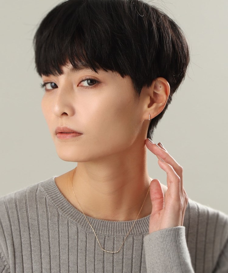 K18ダイヤモンド バゲットカット アーチネックレス(ネックレス K18ダイヤモンド バゲットカット アーチネックレス(ネックレス