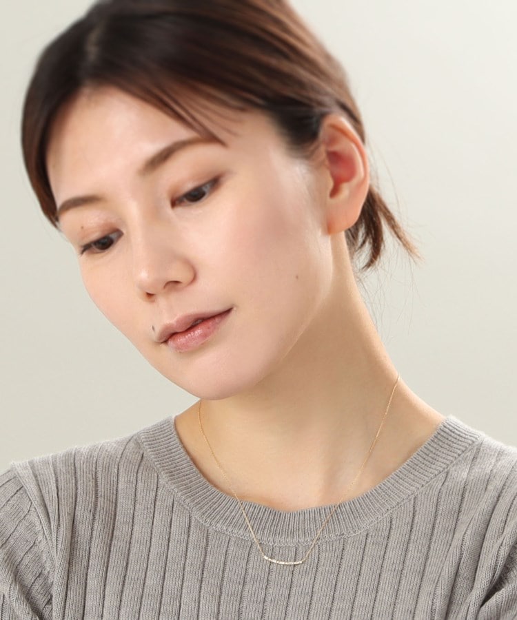 K18ダイヤモンド バゲットカット アーチネックレス(ネックレス K18ダイヤモンド バゲットカット アーチネックレス(ネックレス