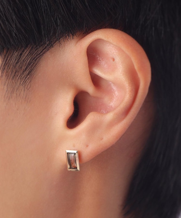 レビューの多い高評価商品特集！ K10スモーキークォーツ バフトップカット スタッドピアス アクセサリー