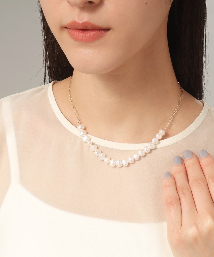 K10バロックパール ケーブルチェーンネックレス（ネックレス