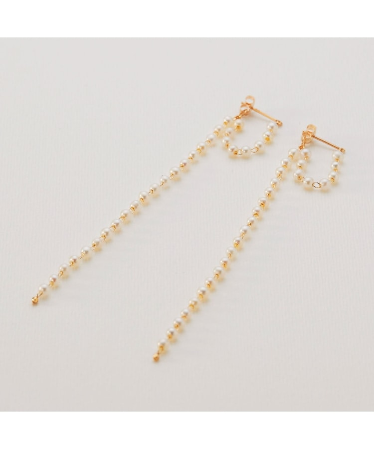 K10パールチェーン ロングフープピアス(ピアス) | COCOSHNIK K10パールチェーン ロングフープピアス(ピアス) | COCOSHNIK