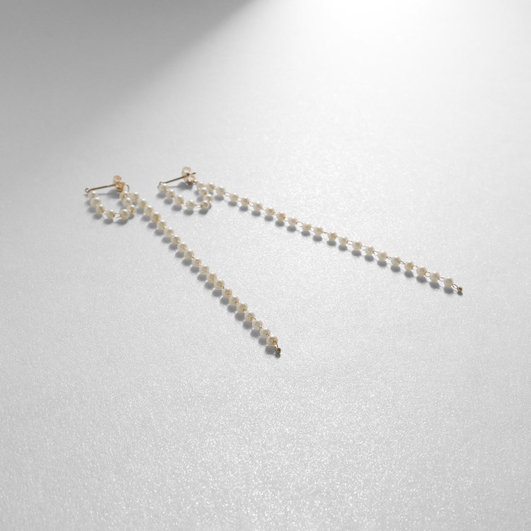 K10パールチェーン ロングフープピアス(ピアス) | COCOSHNIK K10パールチェーン ロングフープピアス(ピアス) | COCOSHNIK