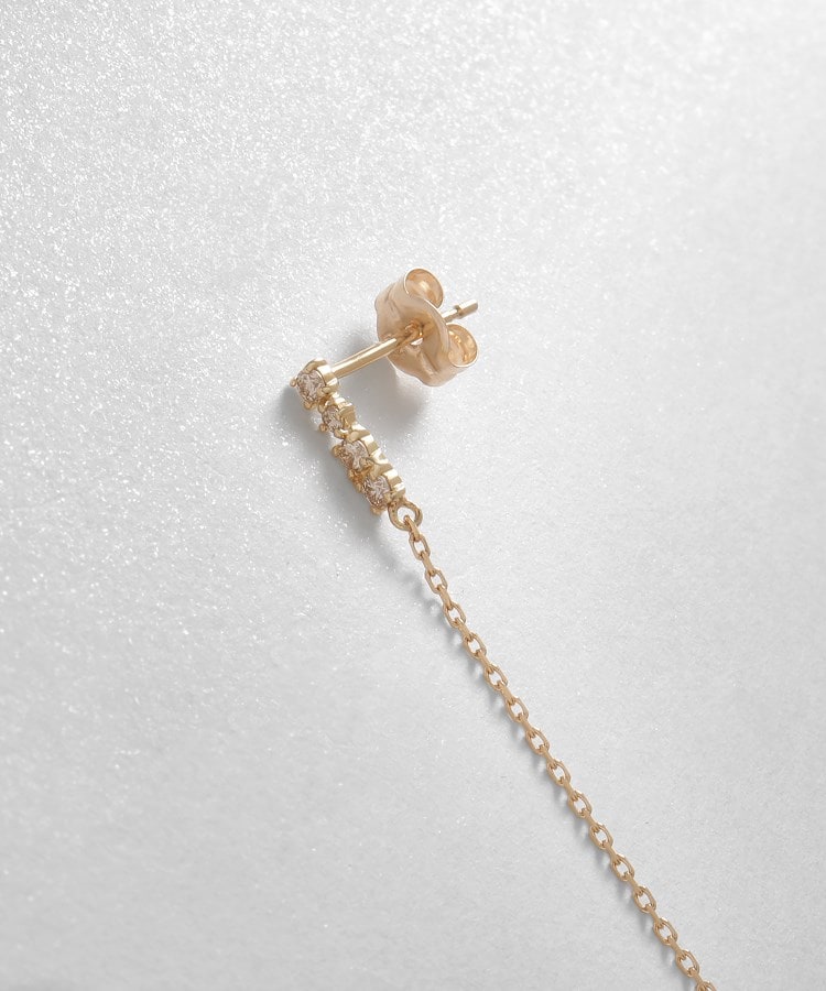 K10ダイヤモンド ハンギングチェーン スタッドピアス(ピアス K10ダイヤモンド ハンギングチェーン スタッドピアス(ピアス