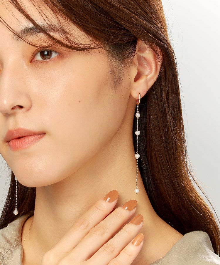 K10パール ハング中折れフープピアス大(ピアス) | COCOSHNIK K10パール ハング中折れフープピアス大(ピアス) | COCOSHNIK