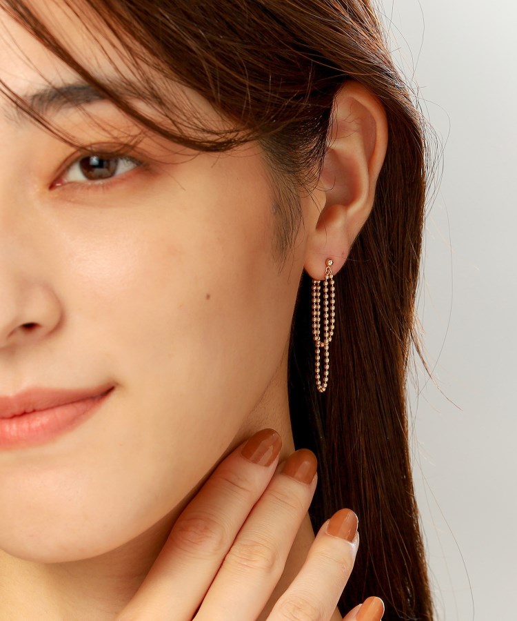 K10ボールチェーンドレープ フープピアス(ピアス) | COCOSHNIK K10ボールチェーンドレープ フープピアス(ピアス) | COCOSHNIK