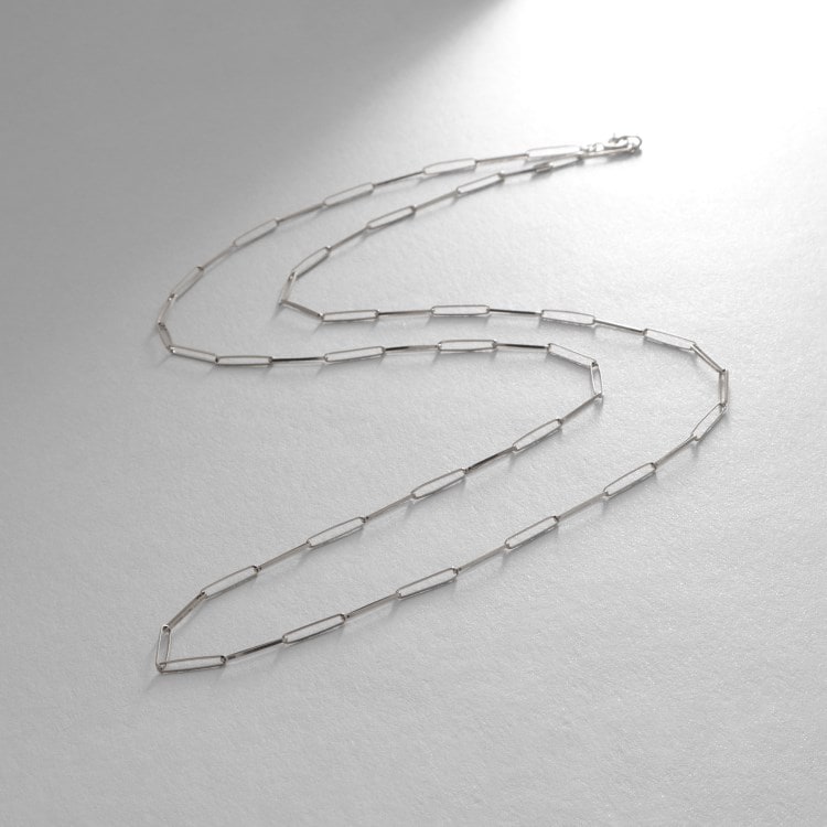 ココシュニック(COCOSHNIK)のプラチナ リボンケーブルチェーン ネックレス大（60cm） ネックレス