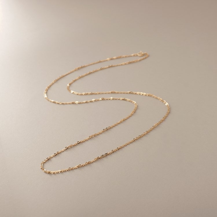 ココシュニック(COCOSHNIK)のK18フレスコフラットチェーン ネックレス太60cm ネックレス