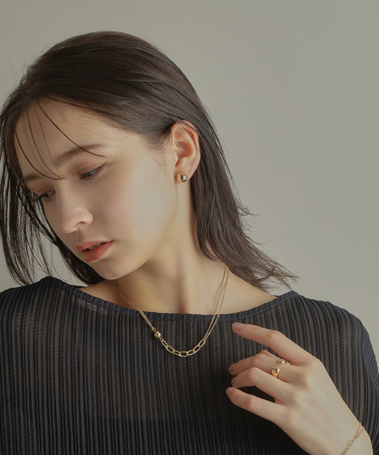K10中空ボールキヘイミックスチェーン ネックレス(ネックレス K10中空ボールキヘイミックスチェーン ネックレス(ネックレス