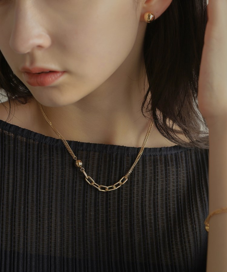 K10中空ボールキヘイミックスチェーン ネックレス(ネックレス K10中空ボールキヘイミックスチェーン ネックレス(ネックレス