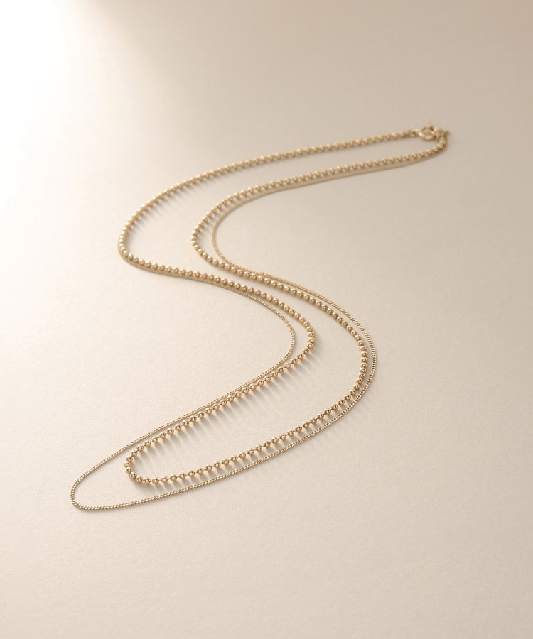 ココシュニック(COCOSHNIK)のK10ボール×キヘイレイヤード ネックレス イエローゴールド(100)