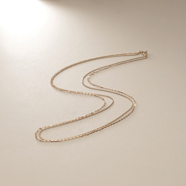 ココシュニック(COCOSHNIK)のK10ベネフラット×フラッシュアズキレイヤード ネックレス ネックレス