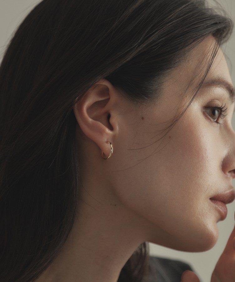 K10ダイヤカット フープピアス(ピアス) | COCOSHNIK(ココシュ K10ダイヤカット フープピアス(ピアス) | COCOSHNIK(ココシュ