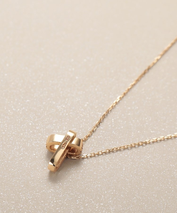 ココシュニック(COCOSHNIK)のK10ダイヤモンド アシンメトリークロス ネックレス3